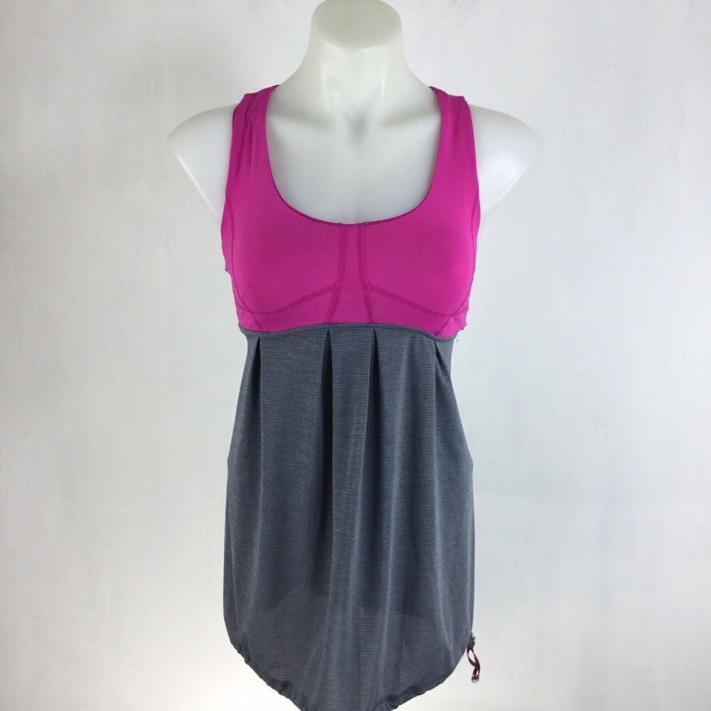 Lululemon Tank Run Your Heart Out Tank Pink Gray
